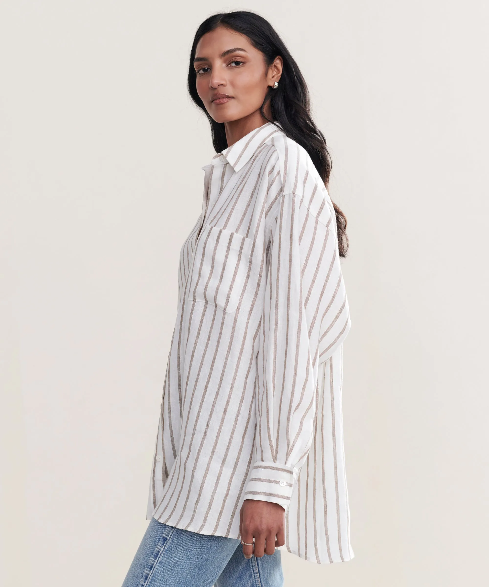 Linen Relaxed Oversized Shirt MinimalistDesign
