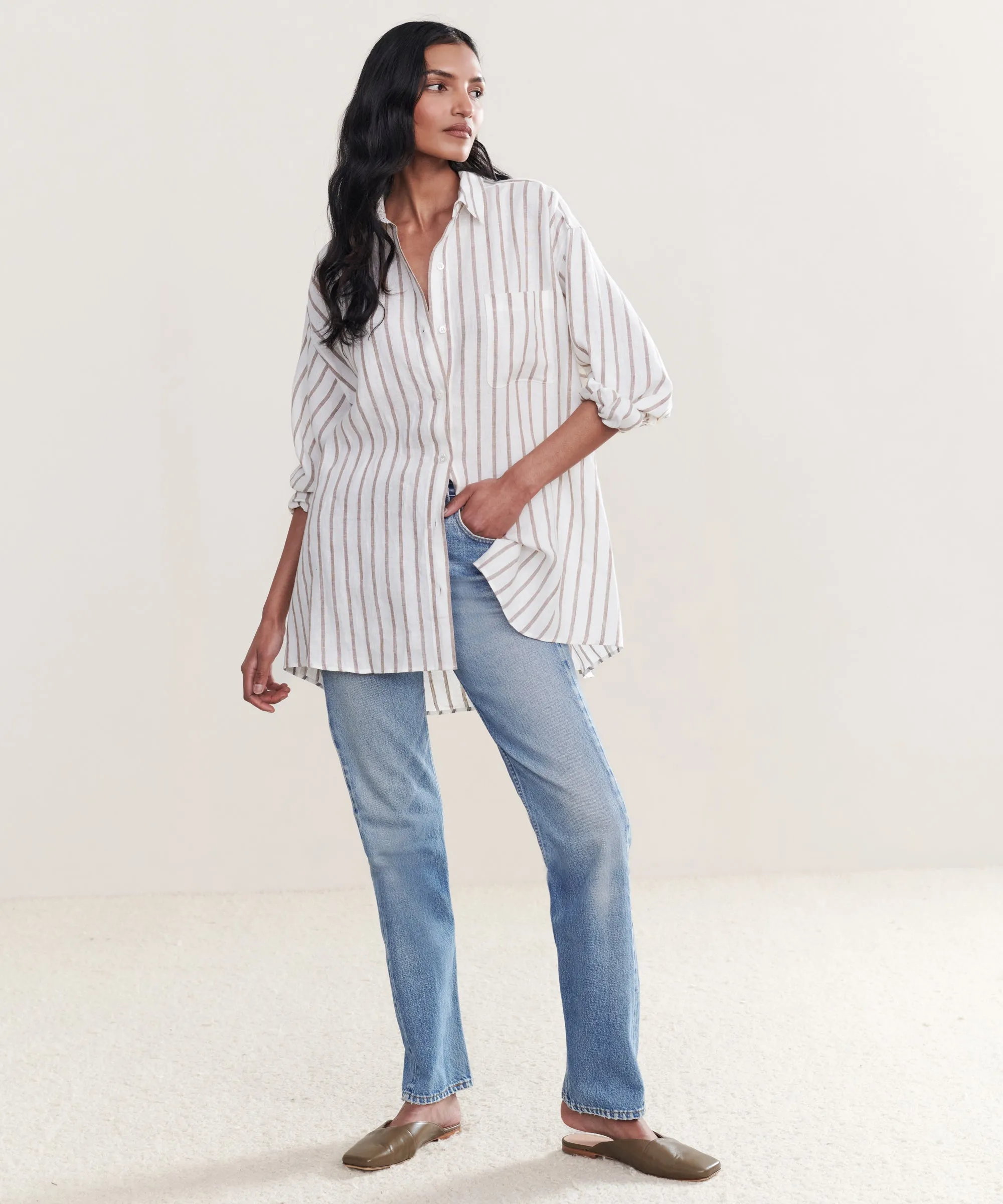Simple Dress Linen Relaxed Oversized Shirt