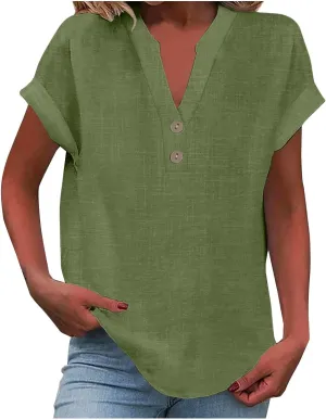 Linen Shirt for Women Women Linen Tops Women's Linen Tops Short Sleeve Linen Shirt Women Womens Linen Blouses Loose fit Cotton Gauze Tops for Women Womens 100% Cotton Shirts AG