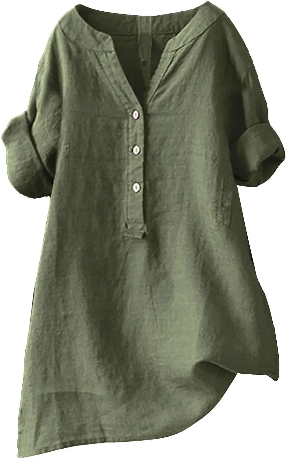 Linen Shirts for Women Linen Tops for Women Gauze Tops for Women Linen Blouse Tshirts Spring Summer Linen Cotton Arm Green
