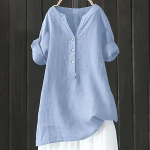 Linen Shirts for Women Linen Tops for Women Gauze Tops for Women Linen Blouse Tshirts Spring Summer Linen Cotton Sky Blue