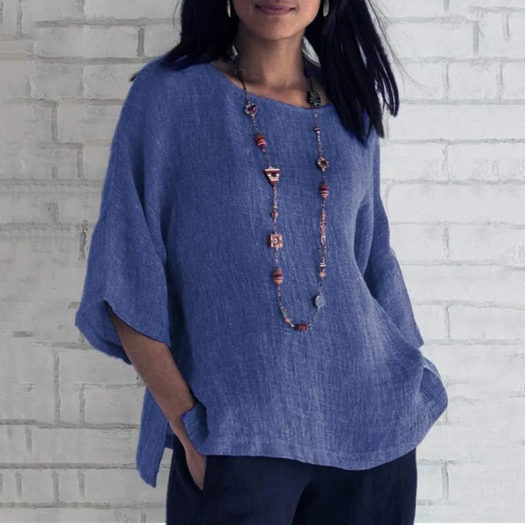Linen Tops for Women Summer Linen Shirt Women Cotton Linen Top Crew Neck Tshirts Half Sleeve Casual Linen Tops 2025