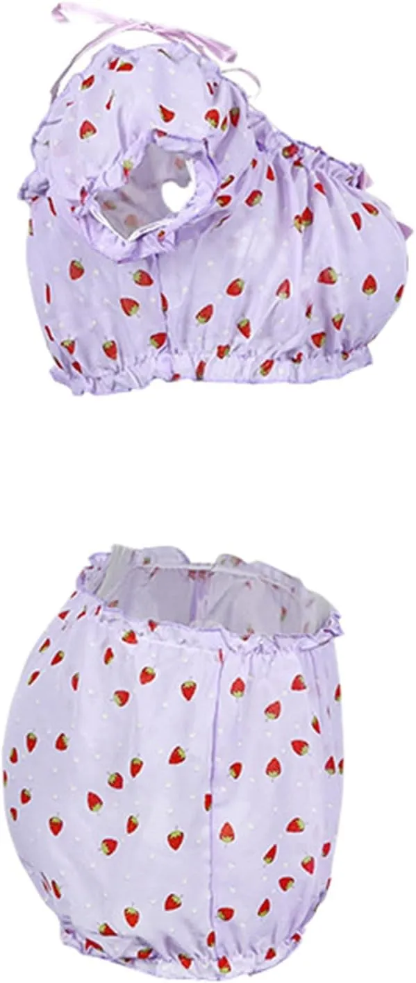 Lingerie Sets for Women Sexy Wrapped Underwear Set One Shoulder Suspender Pajamas Women's Printed Set