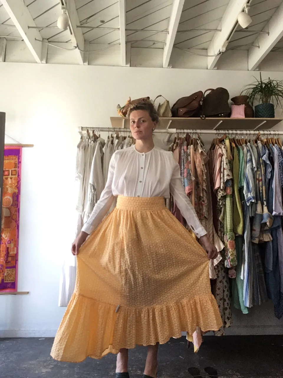 Lisa Maria Fernandez Sherbet Floral Eyelet Lace Prairie Skirt