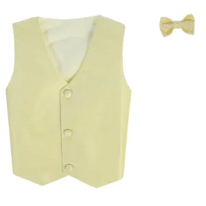 Little Boys Yellow Poly Silk Vest Bowtie Special Occasion Set 2T-7