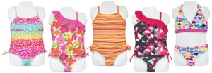 little girl's fashion one-piece, two-piece & tankini swimsuits - sizes 4-6x Case of 36