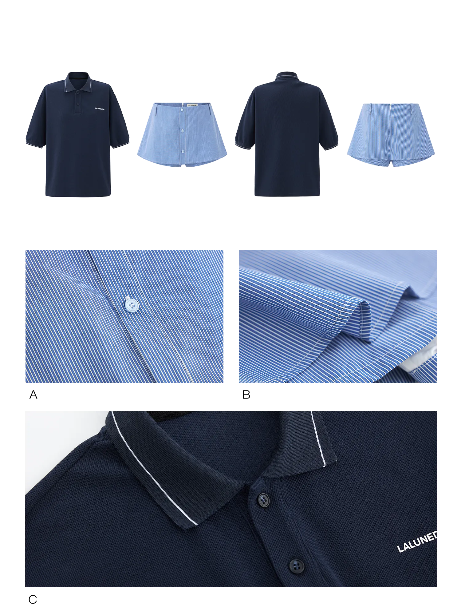 LLDC 'Red Balloon' Classic POLO Shirt & A-shaped Layered Buttoned Woven Skirt Shorts Set