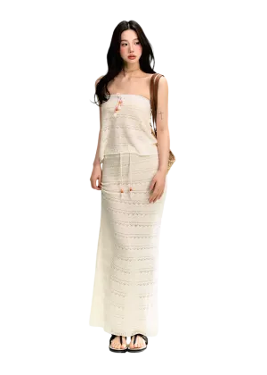LLDC 'SUMMER DREAM' Lyocell Drawstring Knitted Tube Top & Long Skirt Set