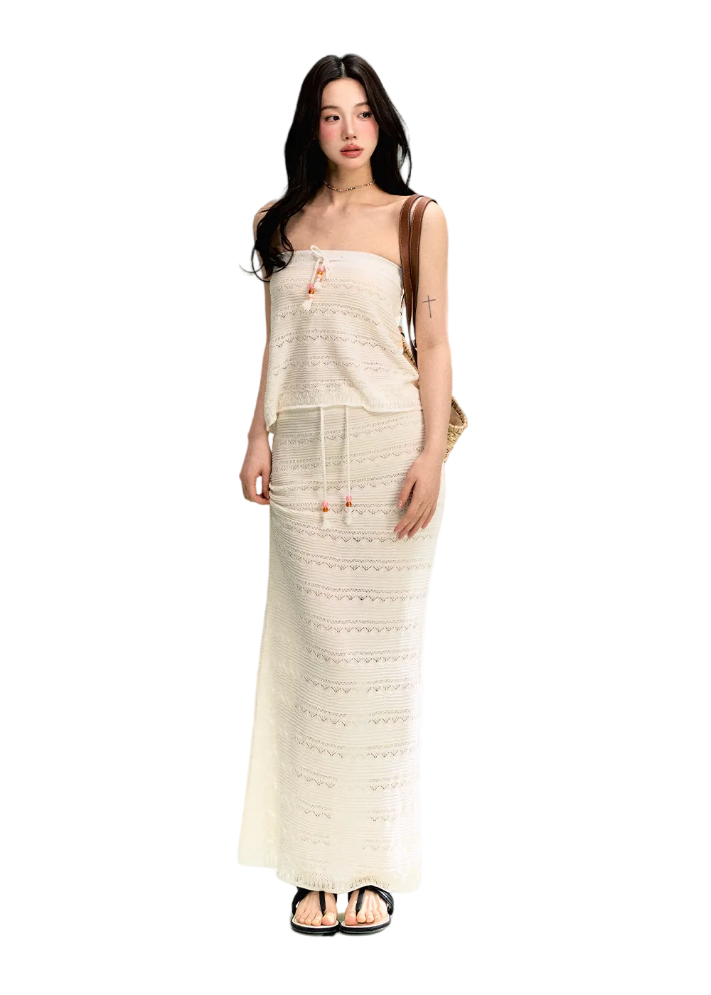 LLDC 'SUMMER DREAM' Lyocell Drawstring Knitted Tube Top & Long Skirt Set