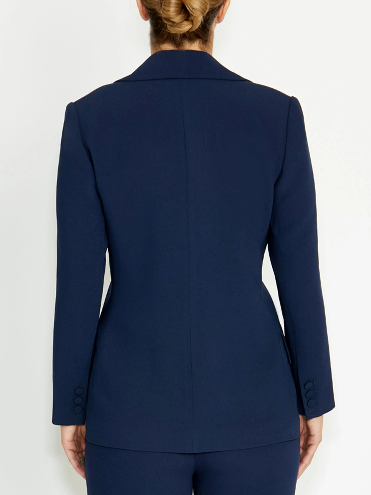 Lola Navy Blazer Rollaway Collar Feature