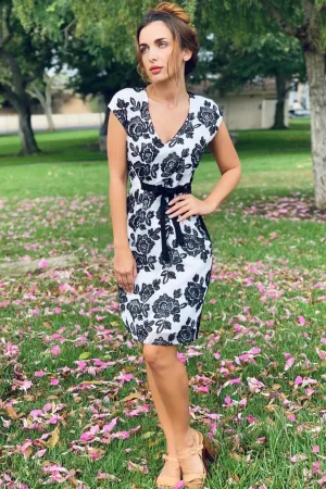 Loma Dress in Black & White Bat Orchid Low Back Bold Touch Loma Dress in Black & White Bat Orchid