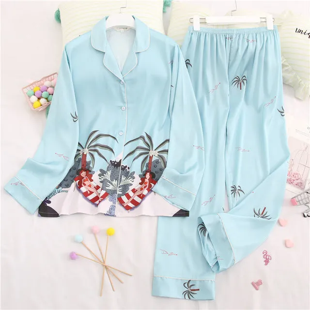 Long Sleeve Satin Pajama set