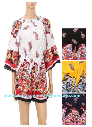 Long Sleeves Floral Cultural Rompers Wholesale
