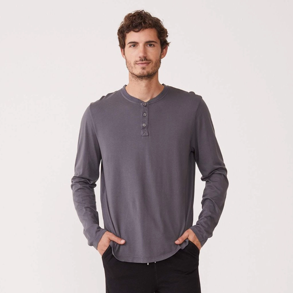 Microfiber Blended Fabric ErgonomicShape Long Sleeve Henley