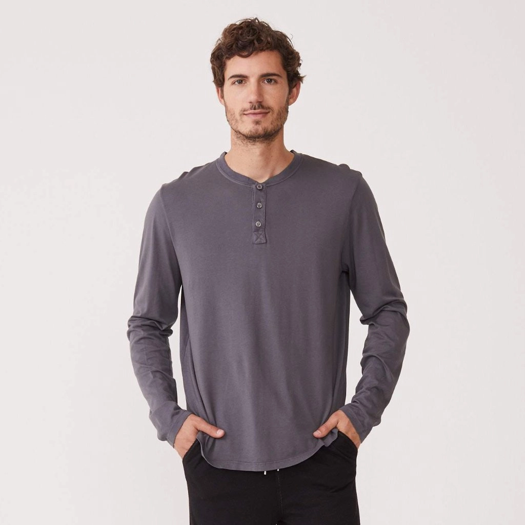 VentilatedArmholes Flexible Cuffs Long Sleeve Henley