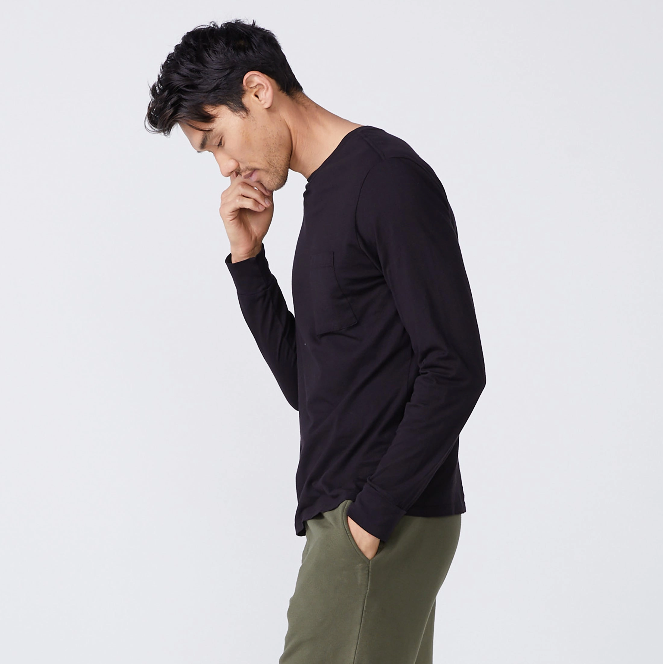 Adjustable Cuff System Reverseble Design Long Sleeve Pocket Crew