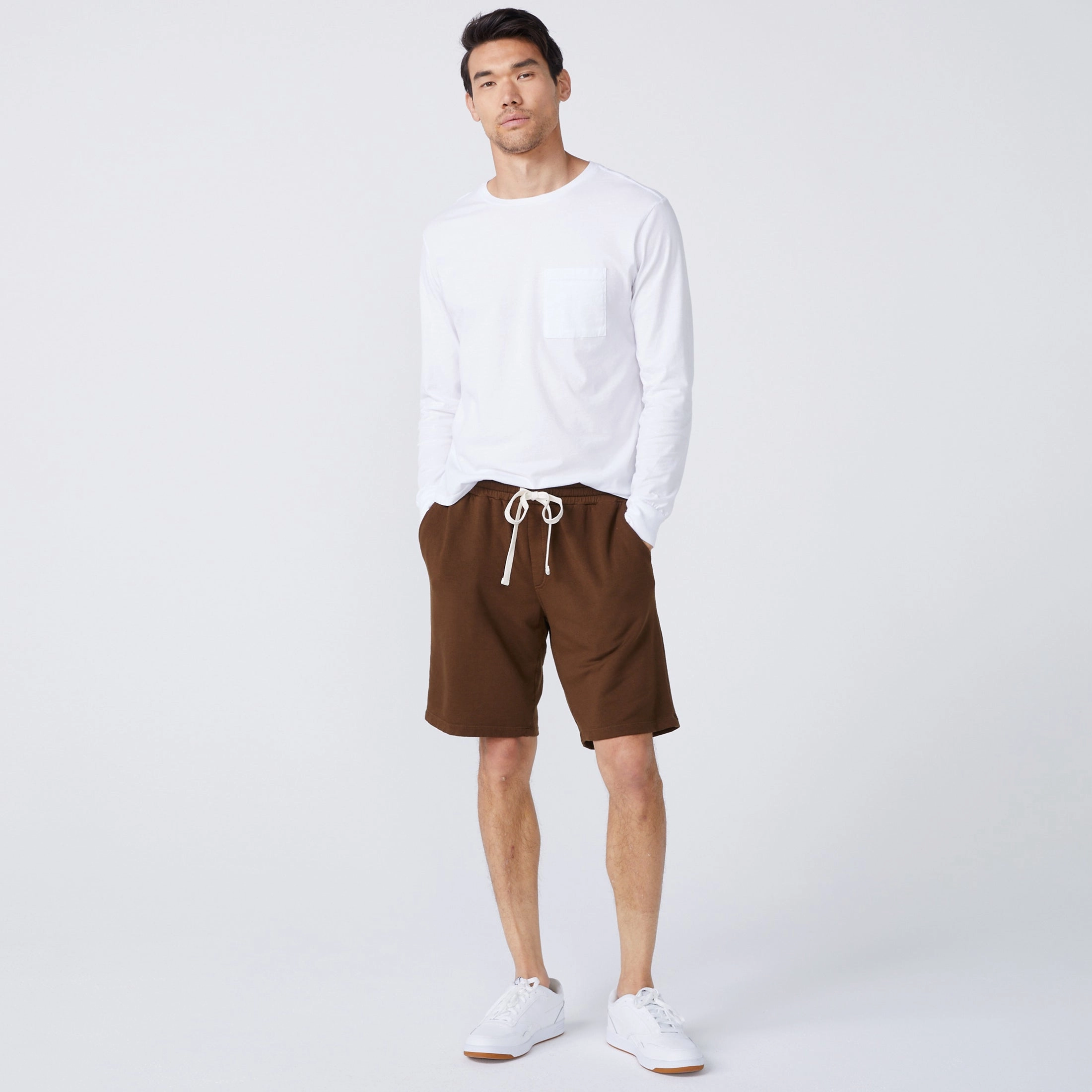 Wrinkle Resistant Texture wrinkle free finish Long Sleeve Pocket Crew