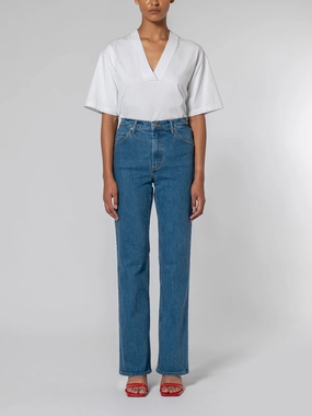 Loretta Jean Classic Blue Subtle Lines Loretta Jean Classic Blue Eco Conscious Denim Modern Winter Warmth Loose