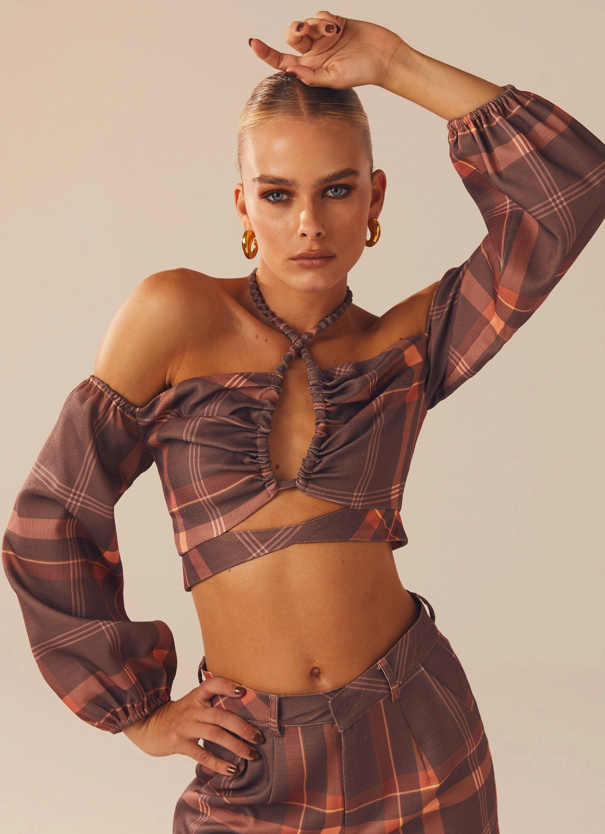 Lose My Cool Crop Top - Chestnut NonChafe Lining slim fit