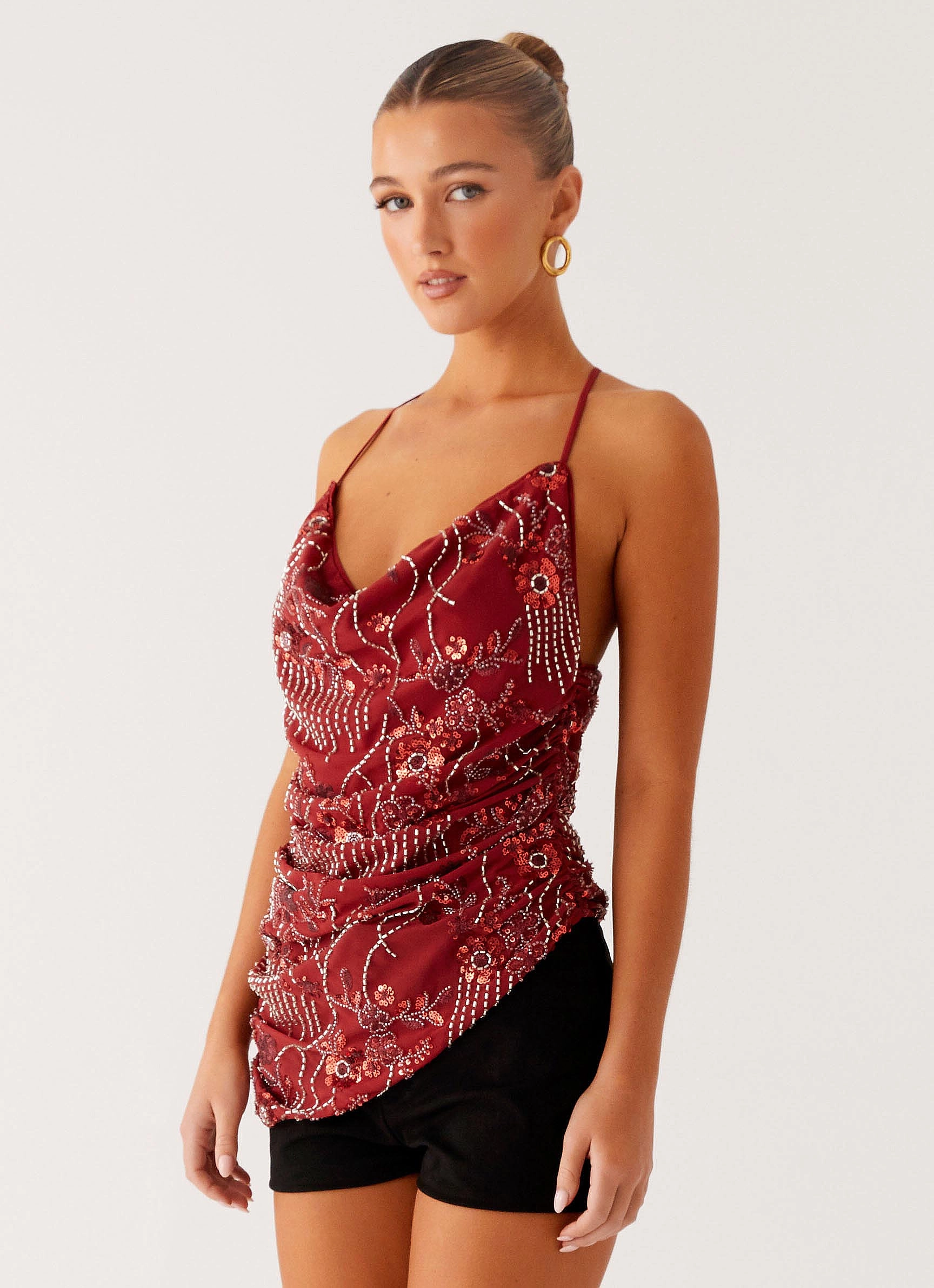 DoubleLayeredCollar NonFadeFinish Lost In The Tide Beaded Top - Rust
