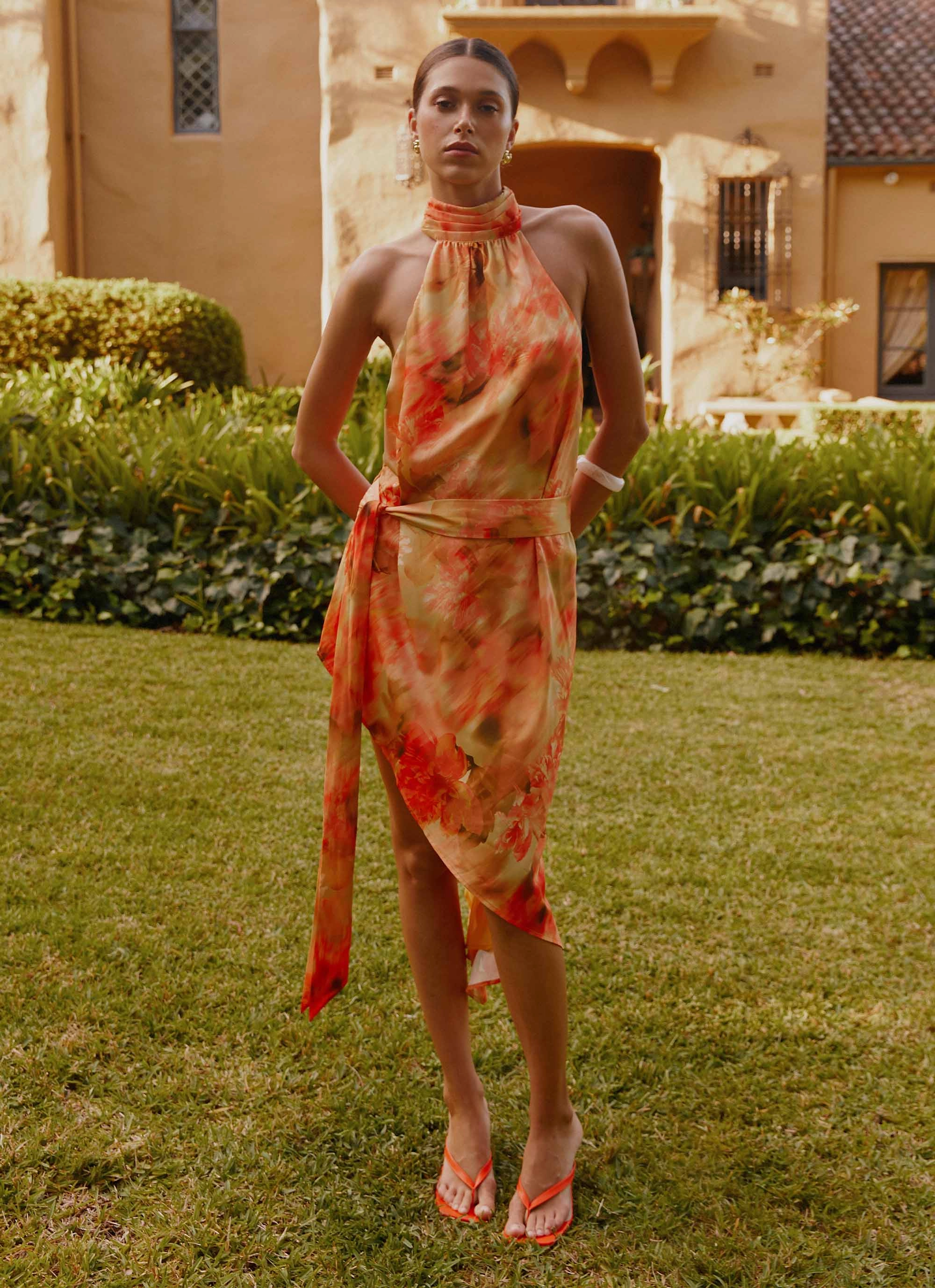 Lou Midi Dress - Sunset Floral Adjustable-Length