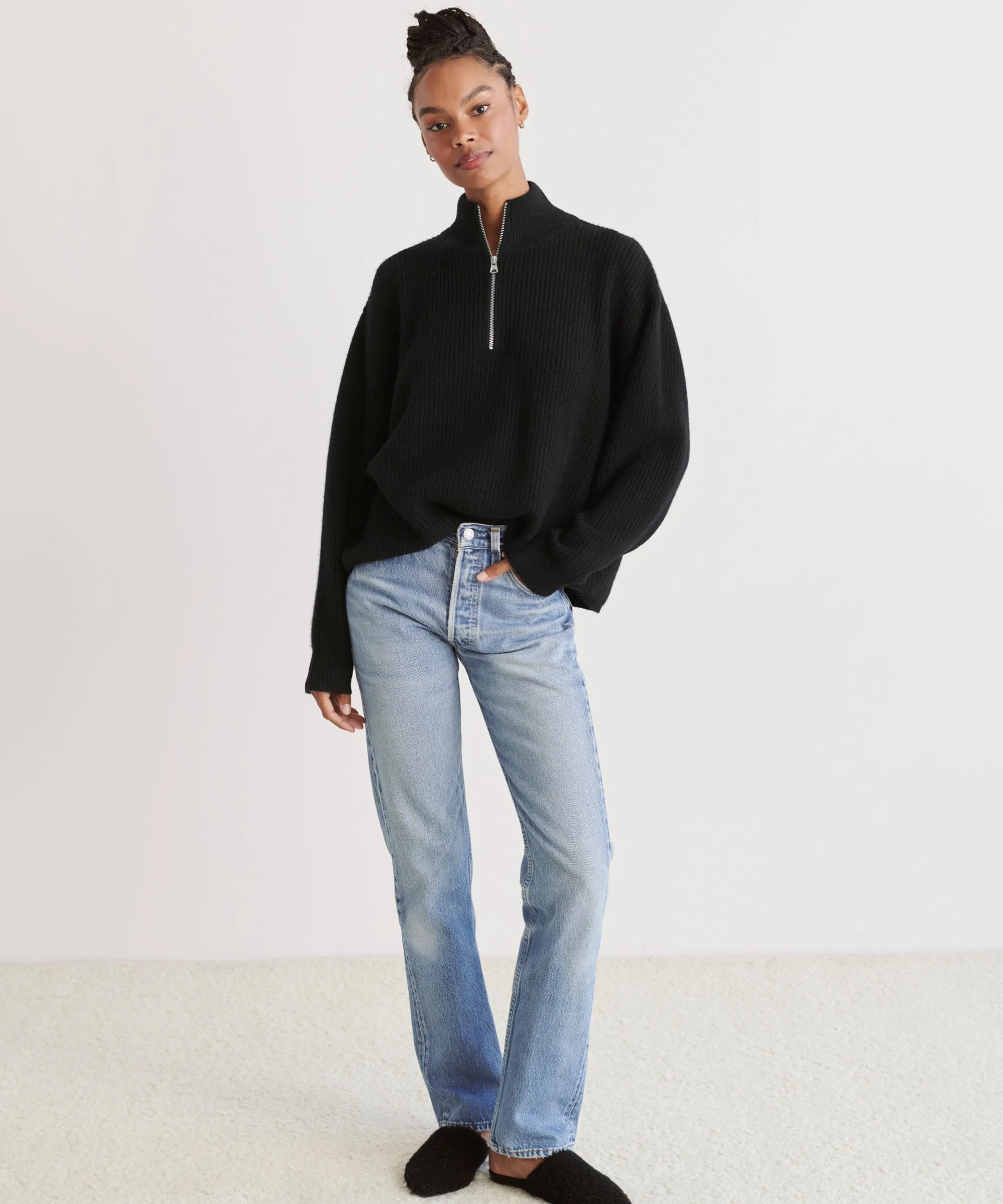 AllDay Comfort Bonded Seam Tape Cashmere Half Zip