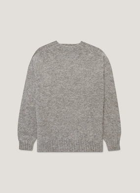Low Impact Dye Method Men's Shetland Crew Neck Jumper in Mid Grey Melange Men's Shetland Crew Neck Jumper in Mid Grey Melange All Day Wear