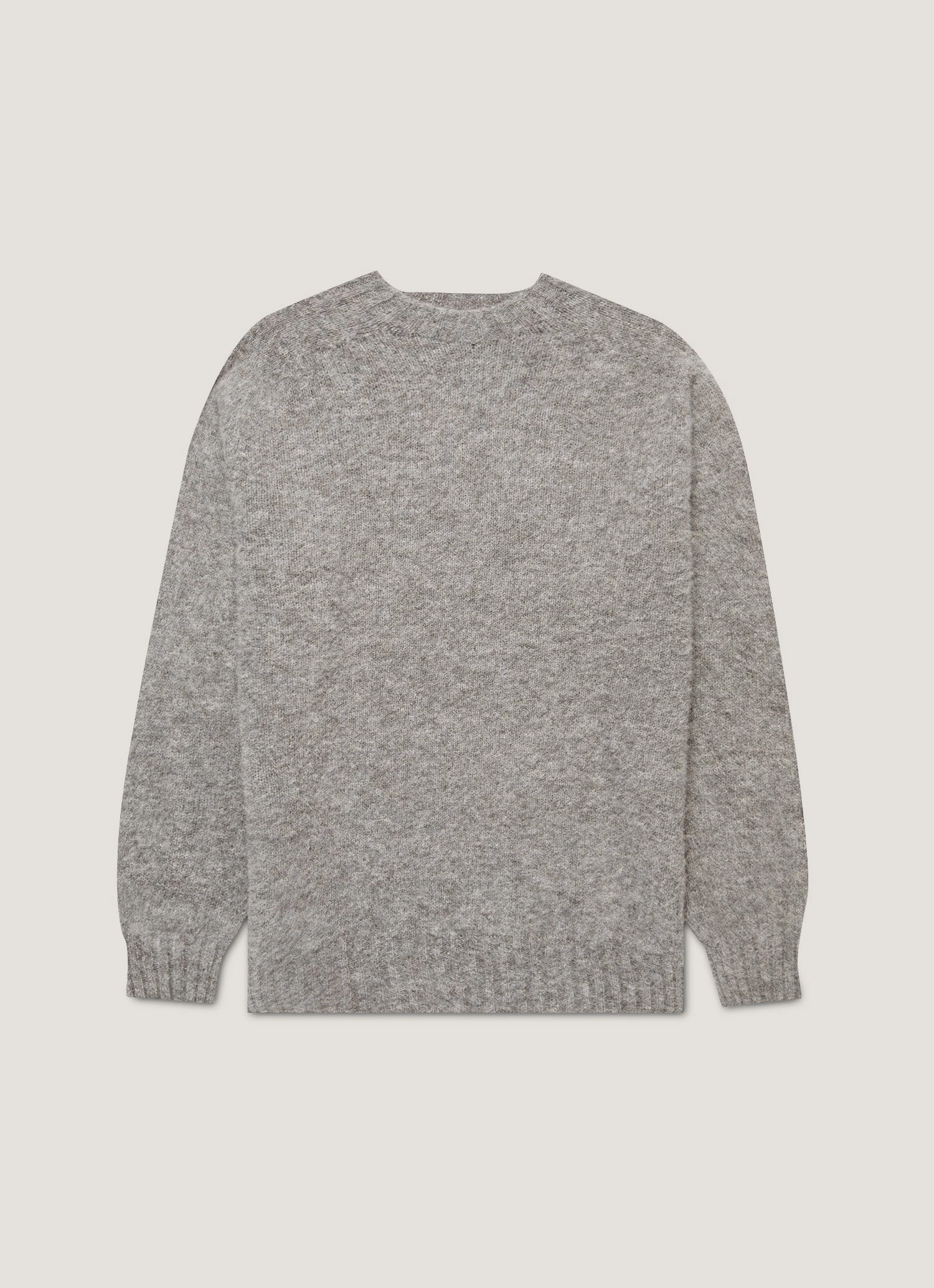 Men's Shetland Crew Neck Jumper in Mid Grey Melange All Day Wear