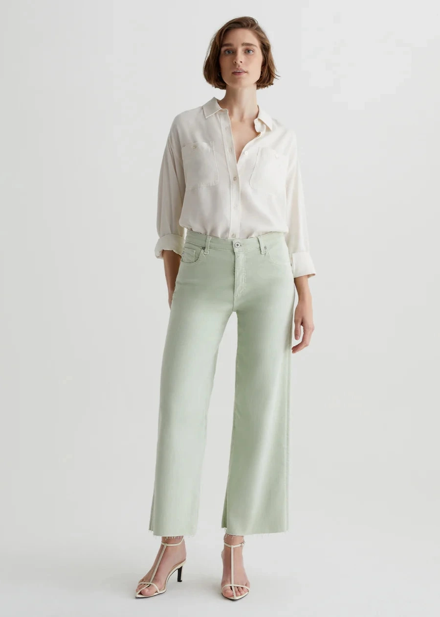 Sharp Finish Neat And Easy AG Saige Wide Leg Crop Jeans - Pistachio