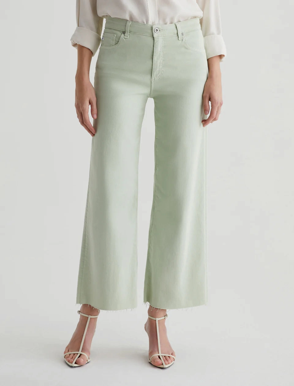 AG Saige Wide Leg Crop Jeans - Pistachio Neutral Fit Piece Relaxed Tailoring