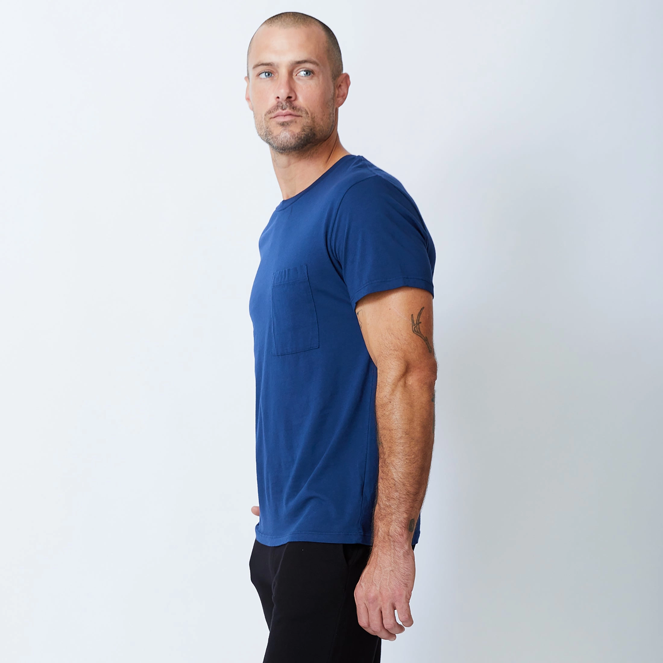 Layered Sleeve Relaxed Pocket Crew