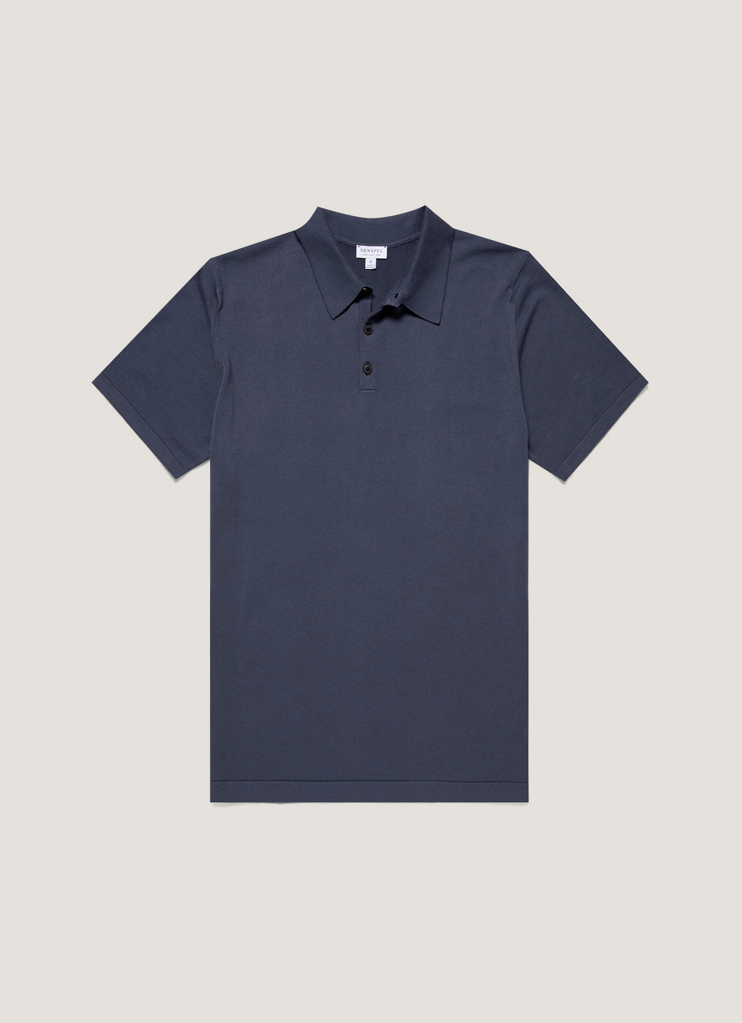 Men's Sea Island Cotton Knit Polo Shirt in Slate Blue Premium Layering