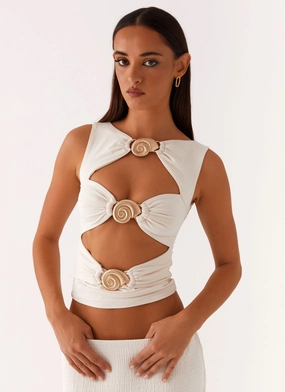 Hypoallergenic Lining Lagoon Cut Out Top - Ivory