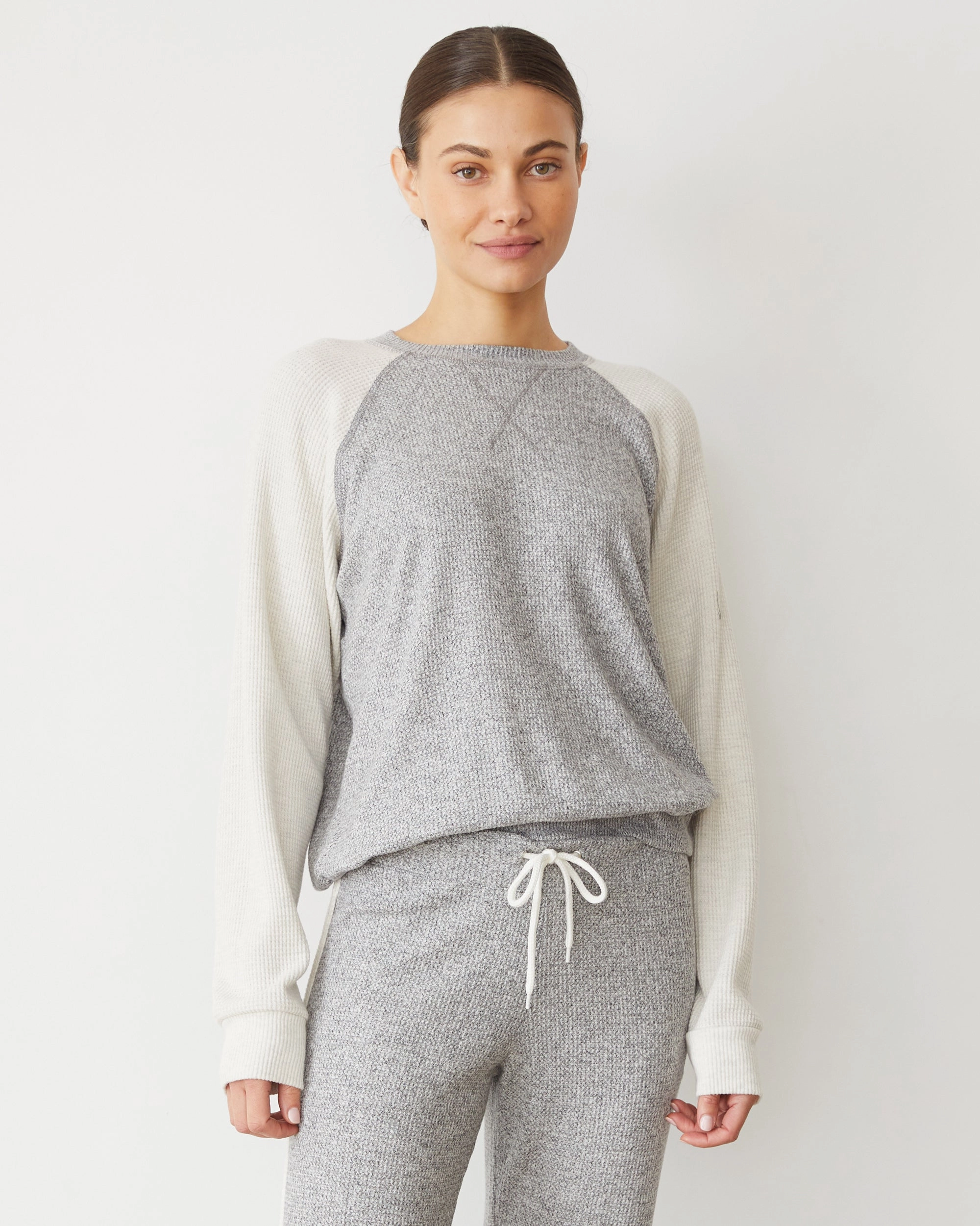 Sun Protective Fabric Brushed Thermal Color Block Raglan