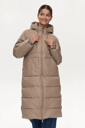 Low Profile Insulation NUBIRRA LONG JACKET - Taupe Gray Contemporary Fit NUBIRRA LONG JACKET - Taupe Gray