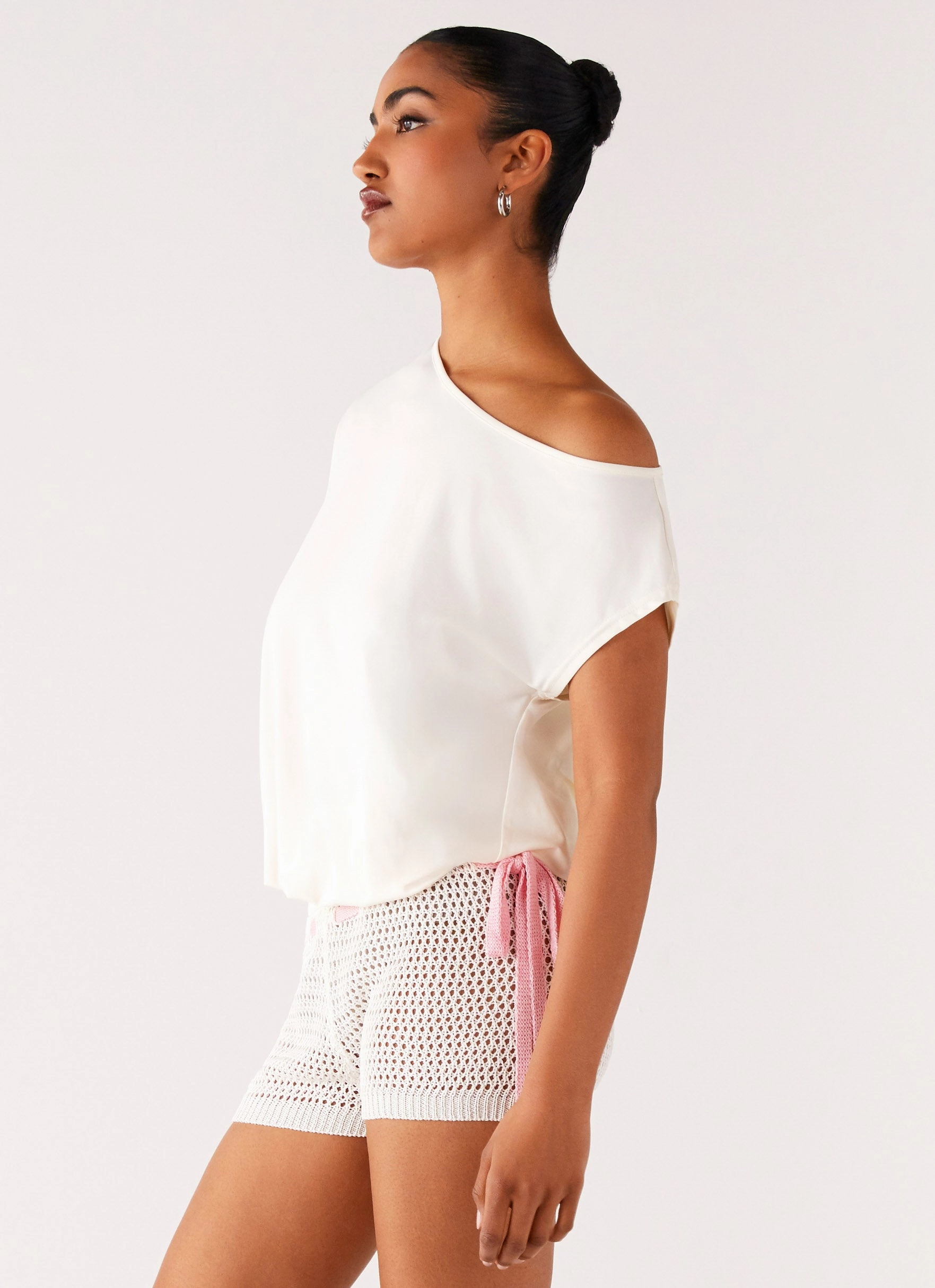 Moisture Wicking Technology Raeni Off Shoulder Top - Ivory