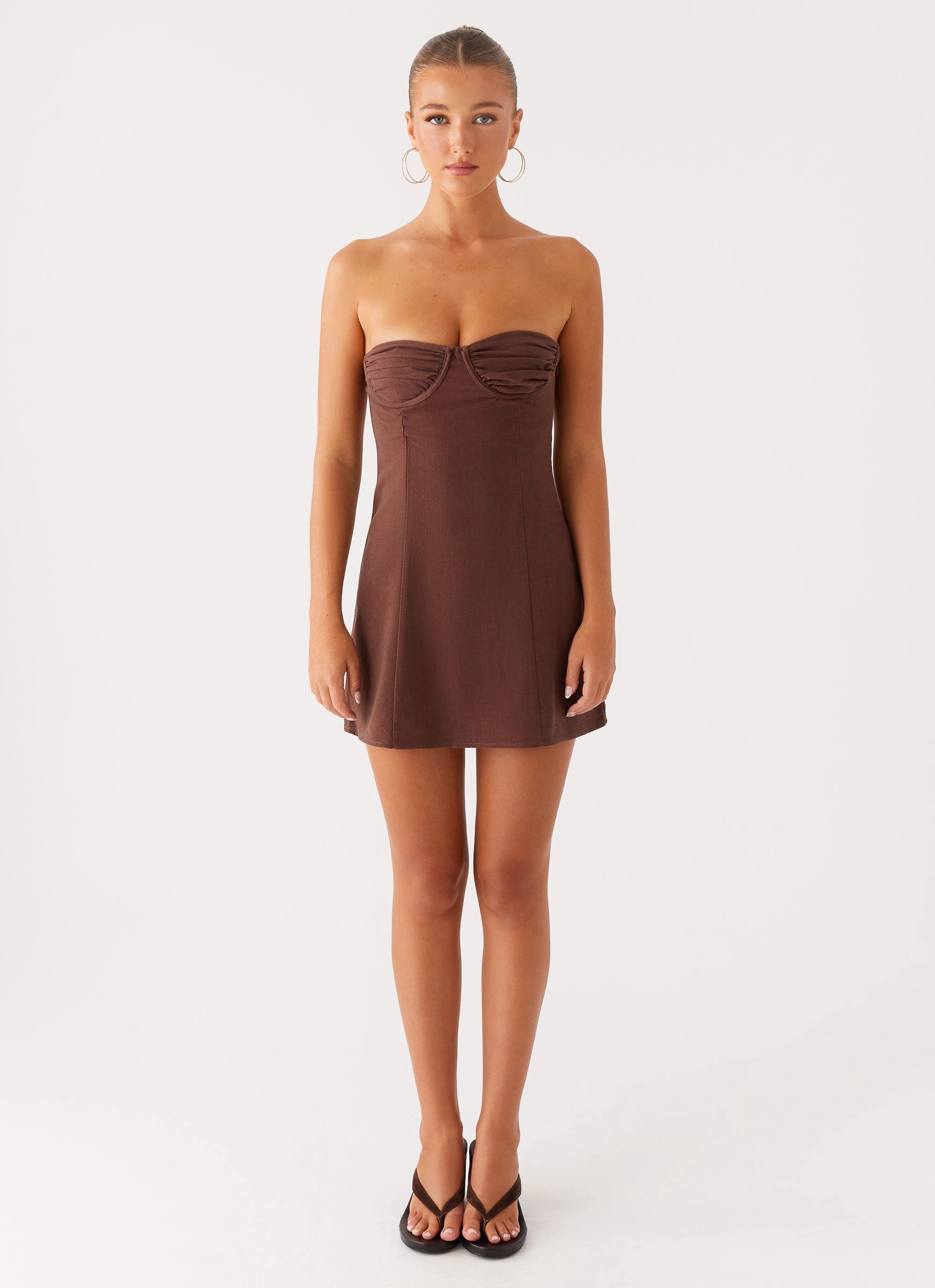 Ludo Mini Dress - Chocolate Hidden Zipper Dew Glow