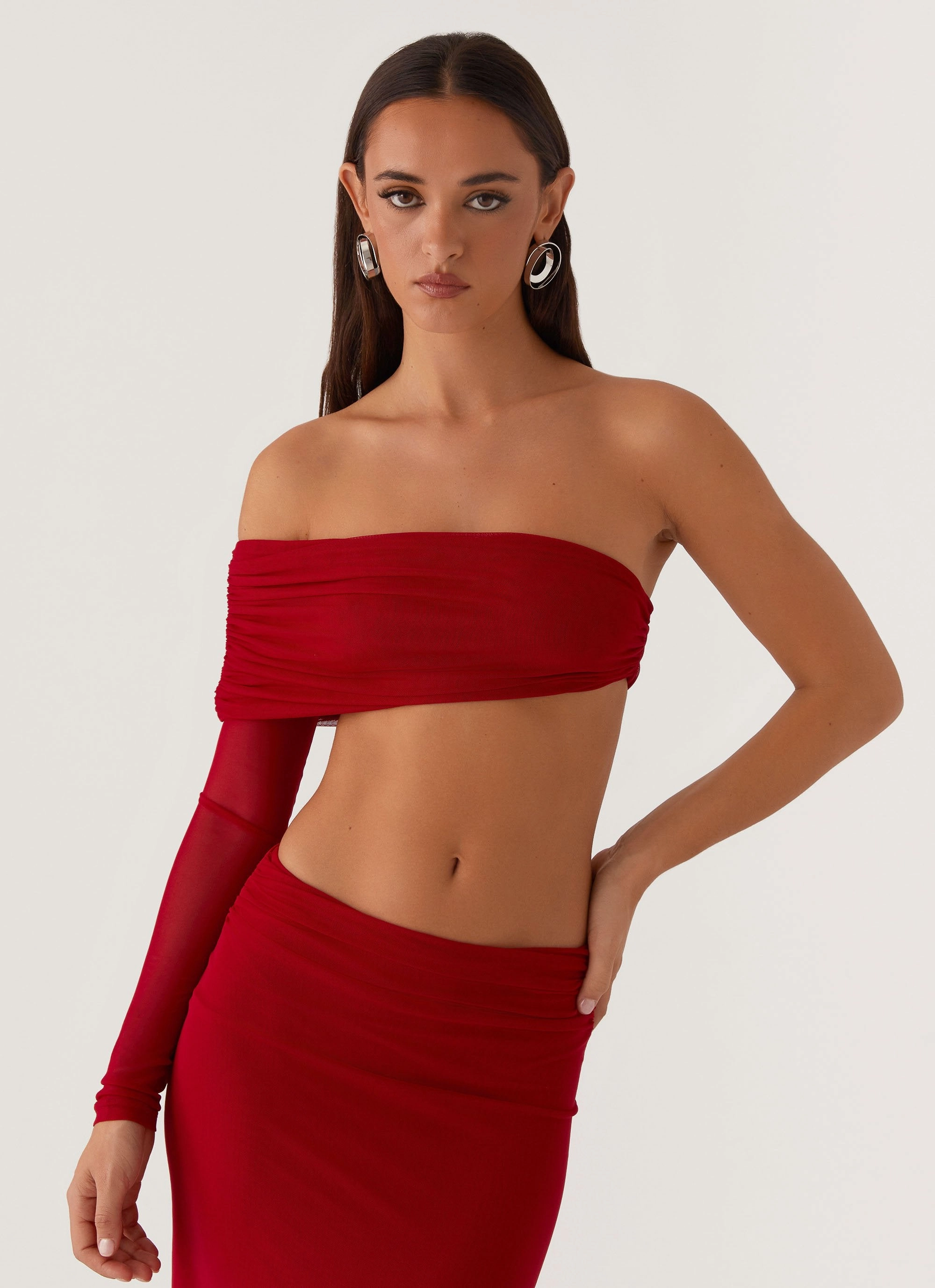 Sweat Absorbing Lining Luella One Shoulder Top - Red