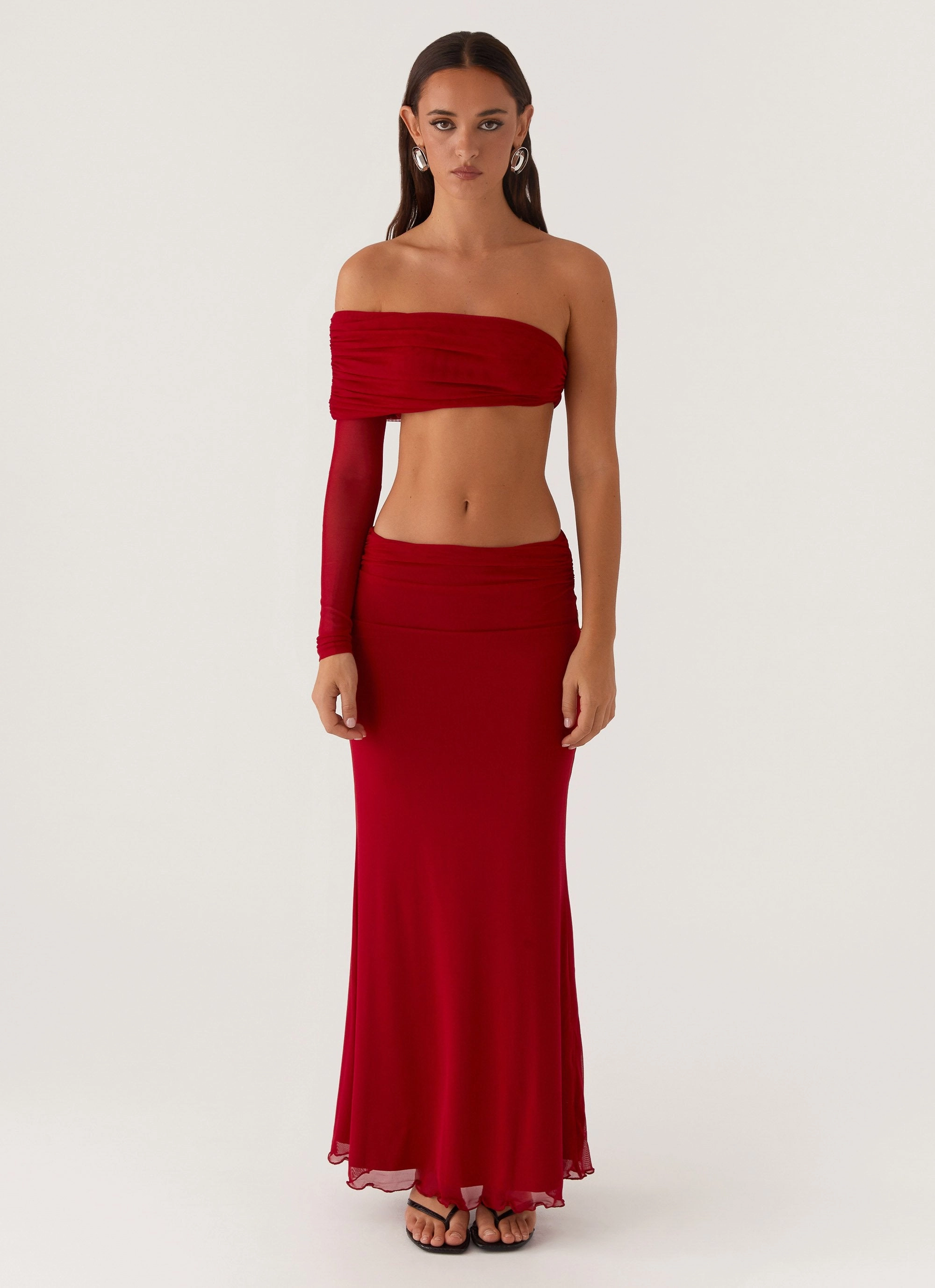 Luella One Shoulder Top - Red Luxurious Feel