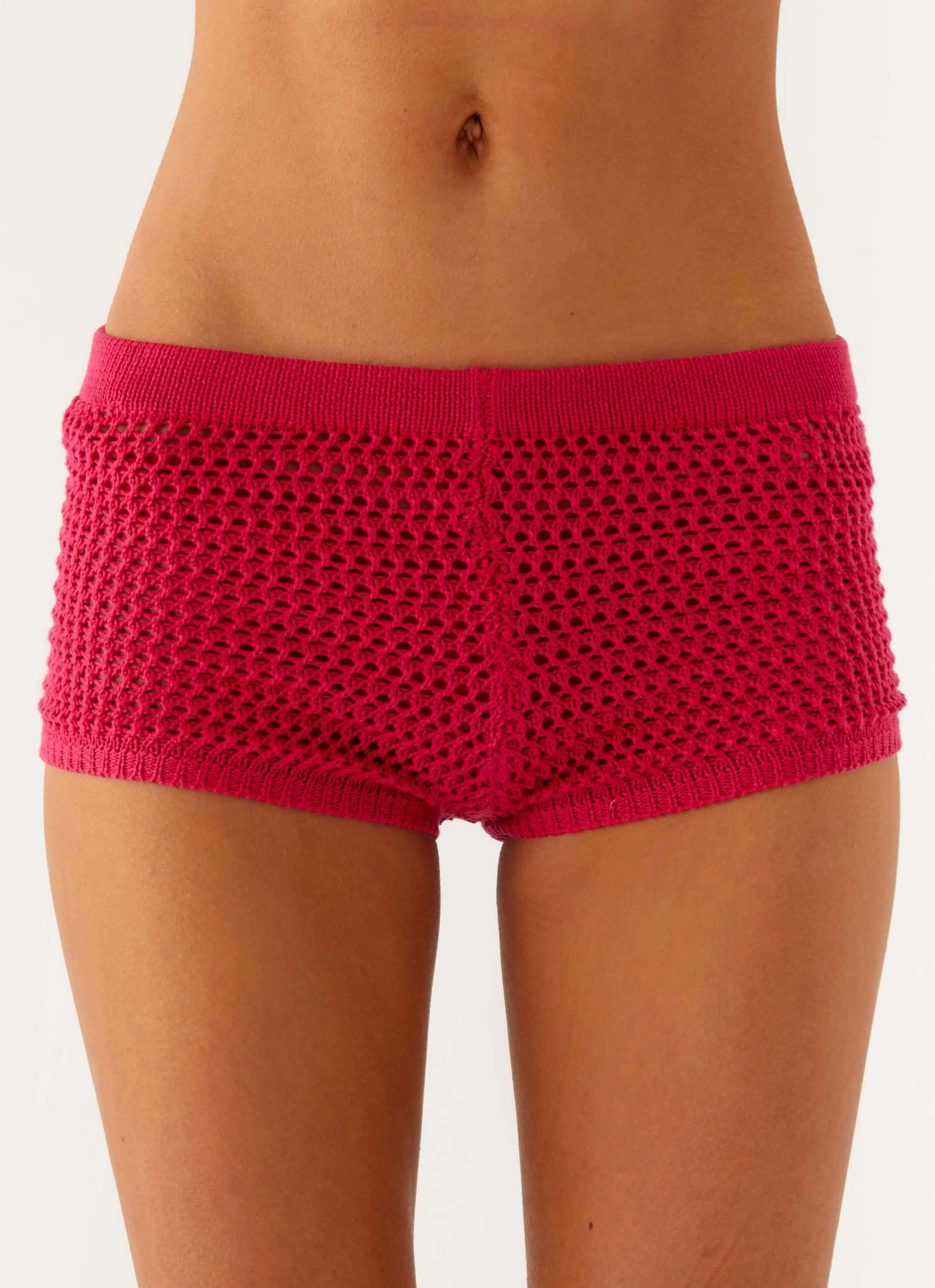 Lukella Crochet Mini Short - Hot Pink Dressy look Easy Fit