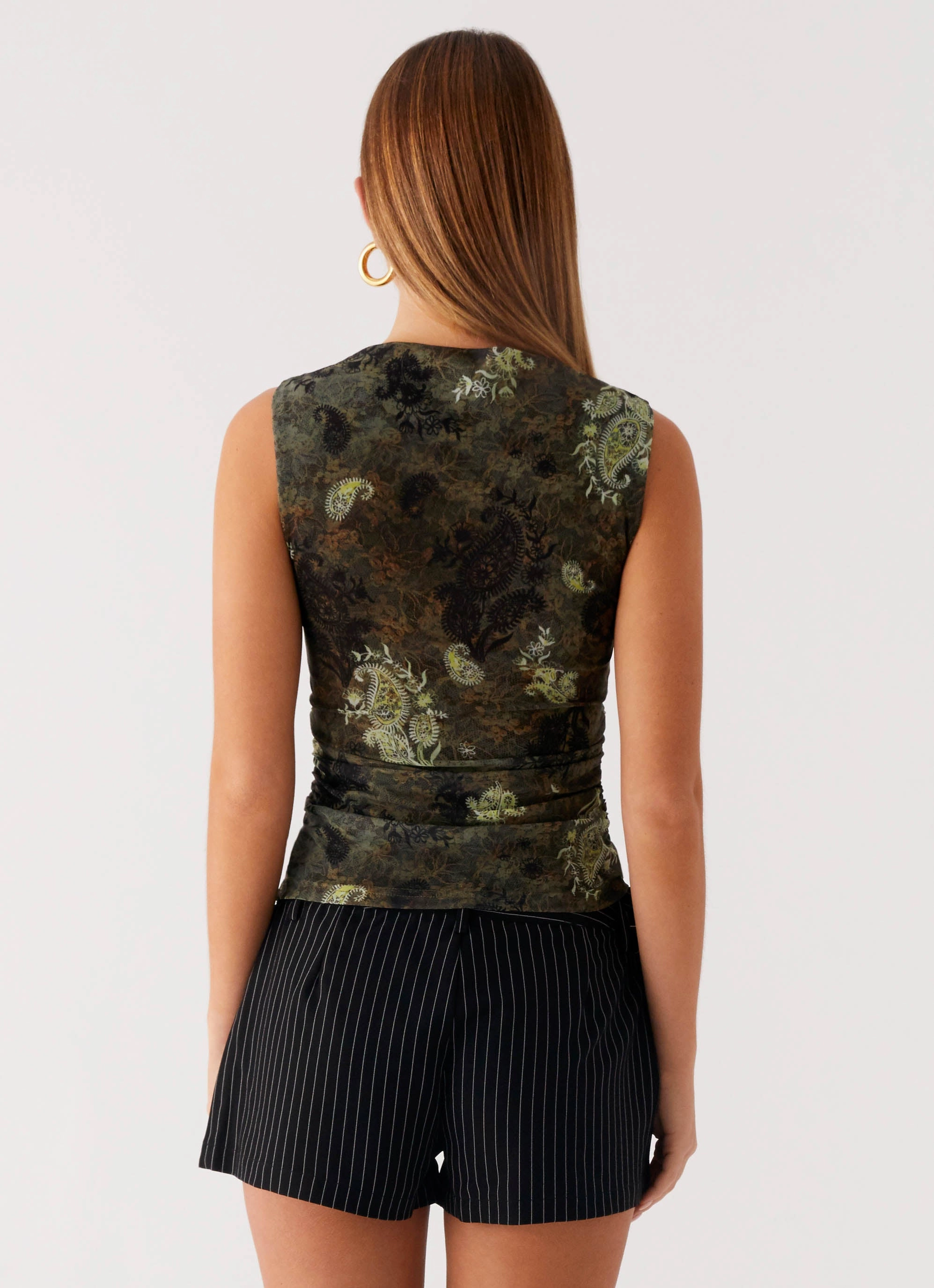 V-neck Blouse Lux Tank Top - Cyber Floral