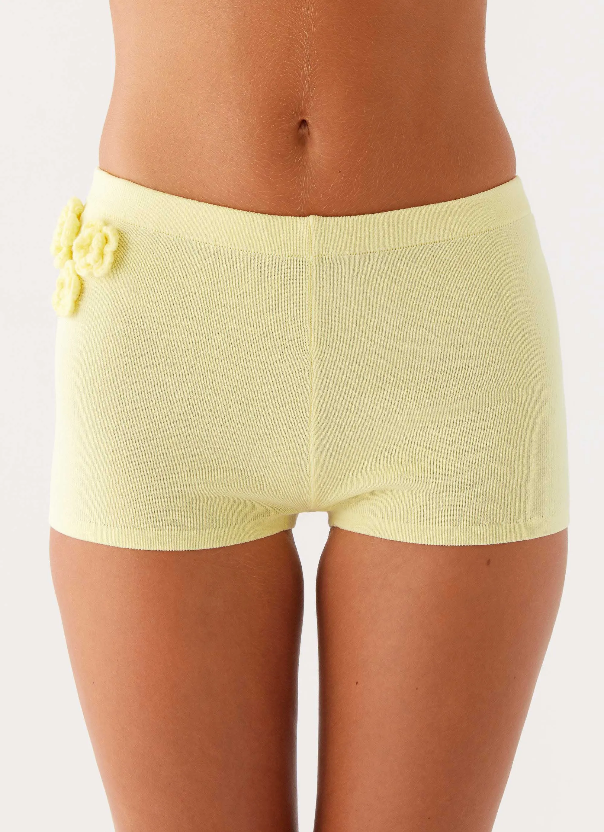 Aliah Knit Shorts - Yellow Odor Control Fabric
