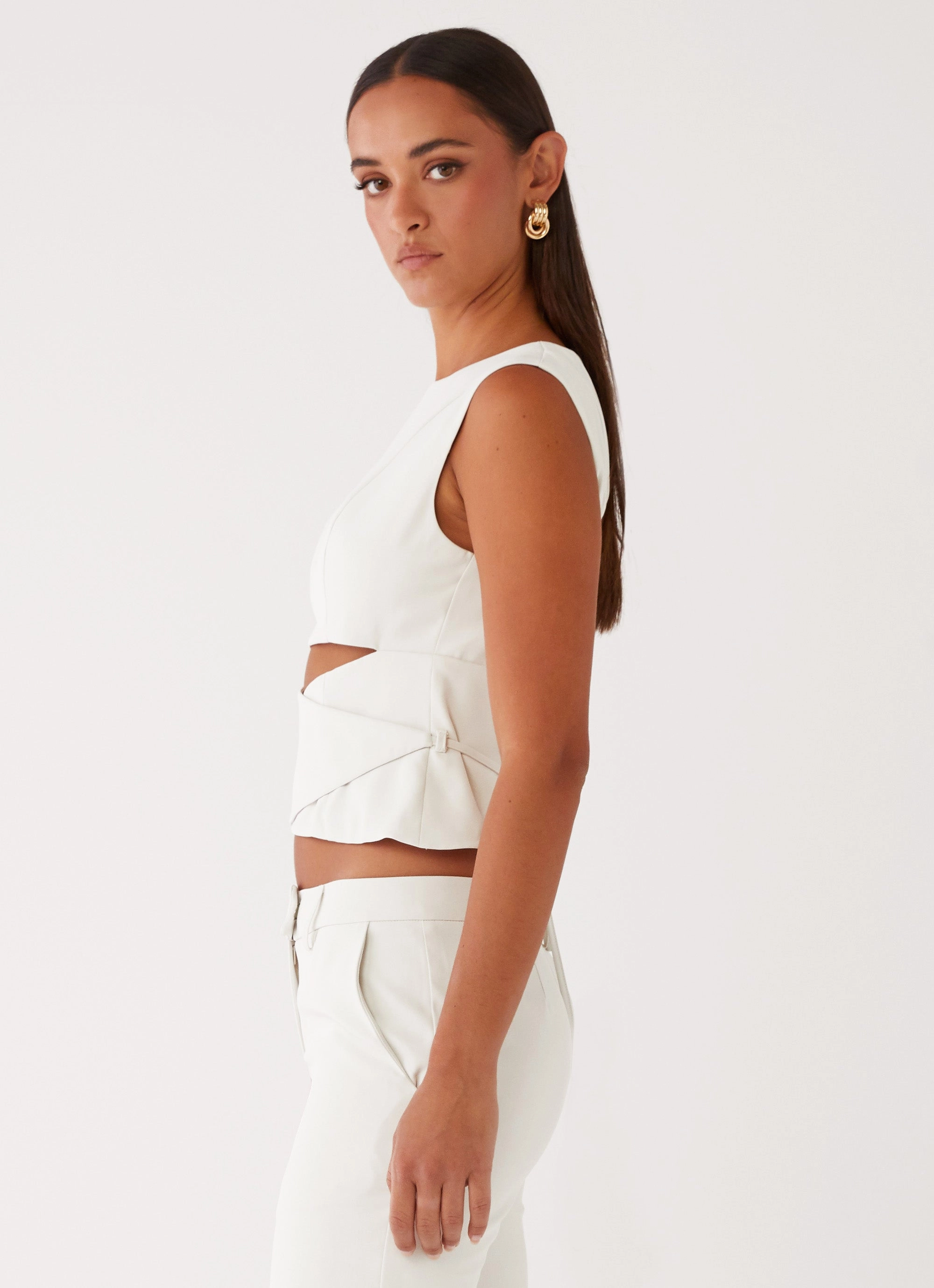 Smooth Cut Designer Inspired Cyra Wrap Top - Ivory