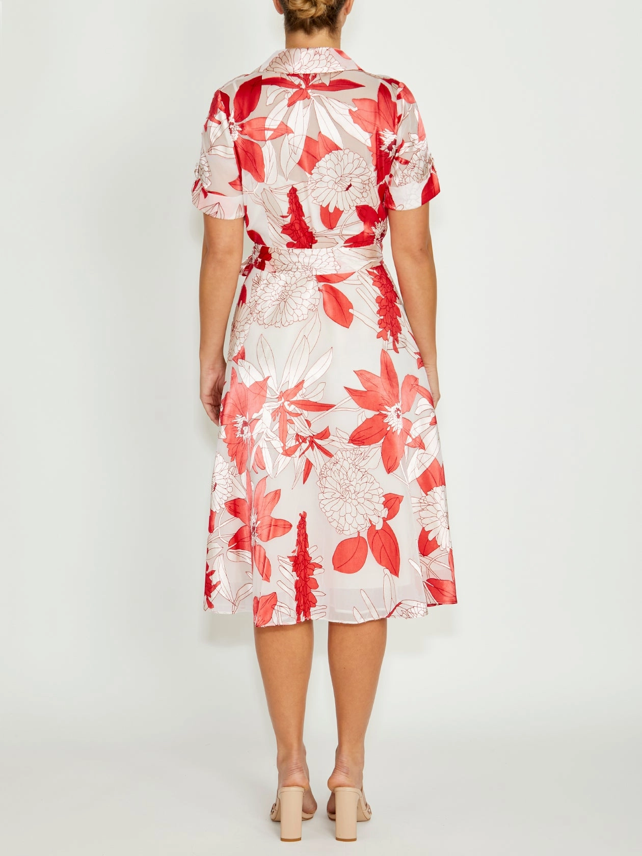 Sadie Vermilion Floral Shirtdress Blush Glow