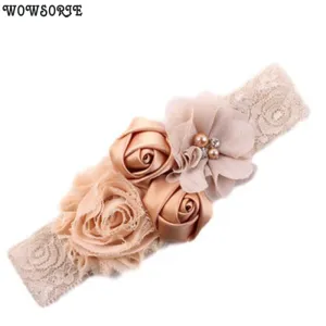 Luxury Baby Rose Headband-Newborn-Soft Elastic Hair Band Rhinestone Detail and Lace