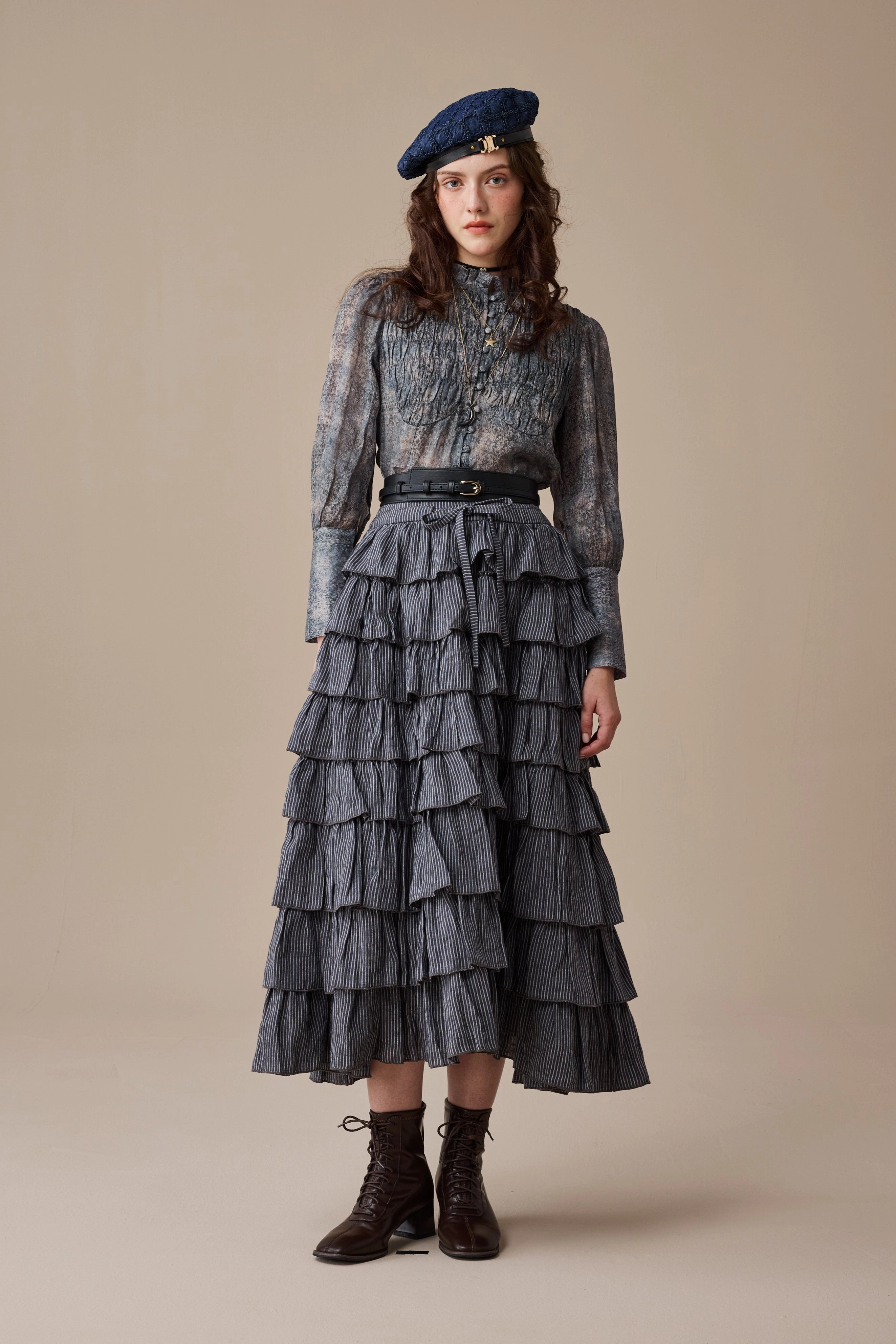 Convertible Style Ischia 14 | Layered petal linen skirt