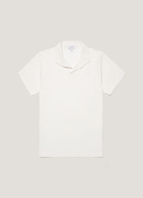 Luxury Wear Men's Textured Jersey Polo Shirt in Ecru Timeless Shirt Men's Textured Jersey Polo Shirt in Ecru