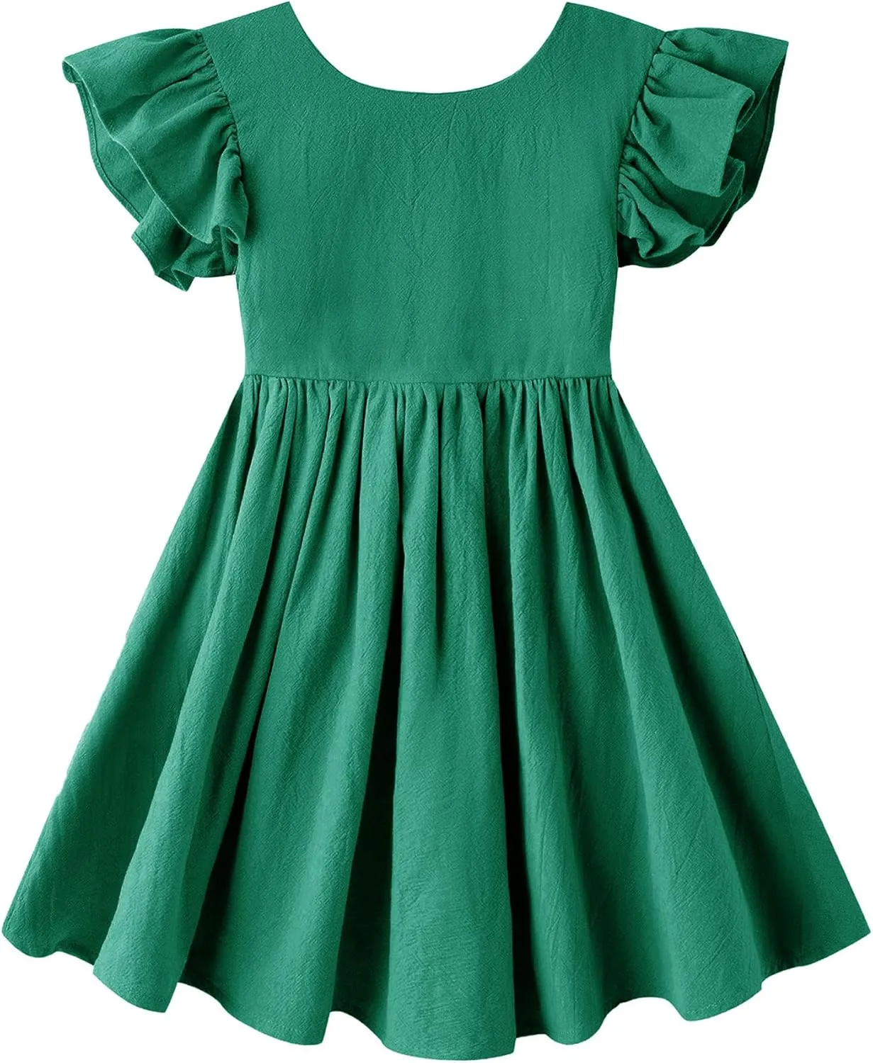lymanchi Toddler Girls Linen Dress Ruffle Sleeveless Tie Back Halter Kid Baby Casual Dresses
