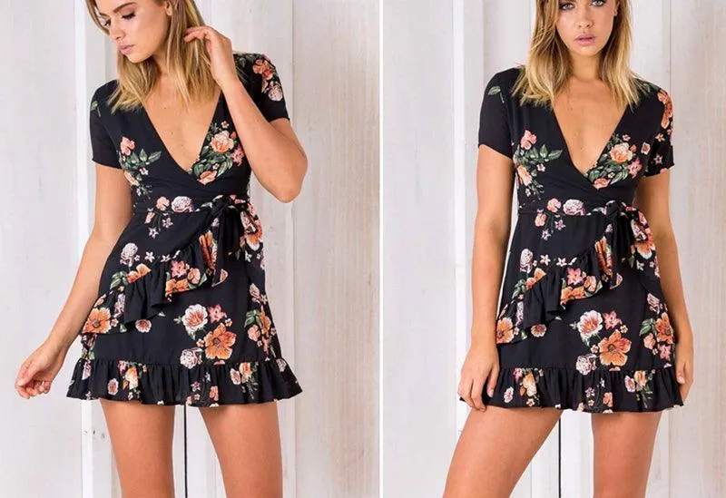 MADDIE GIRL MIDNIGHT FLORAL MINI DRESS