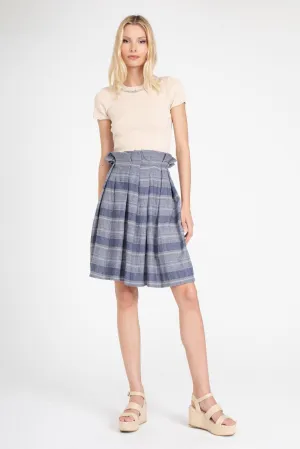 Maddie Skirt ?C Denim Linen Stripe Minimal Aesthetic Maddie Skirt ?C Denim Linen Stripe Luxury Feel